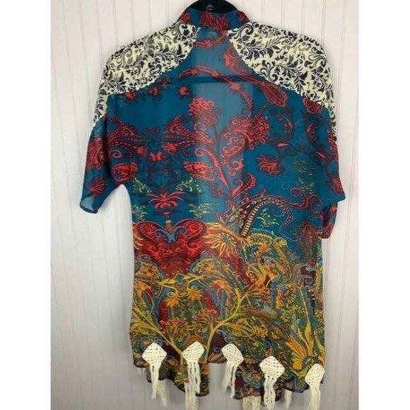 Gimmicks By BKE Womens Size S Open Front Cardigan Top Floral Short Sleeve - Picture 5 of 5